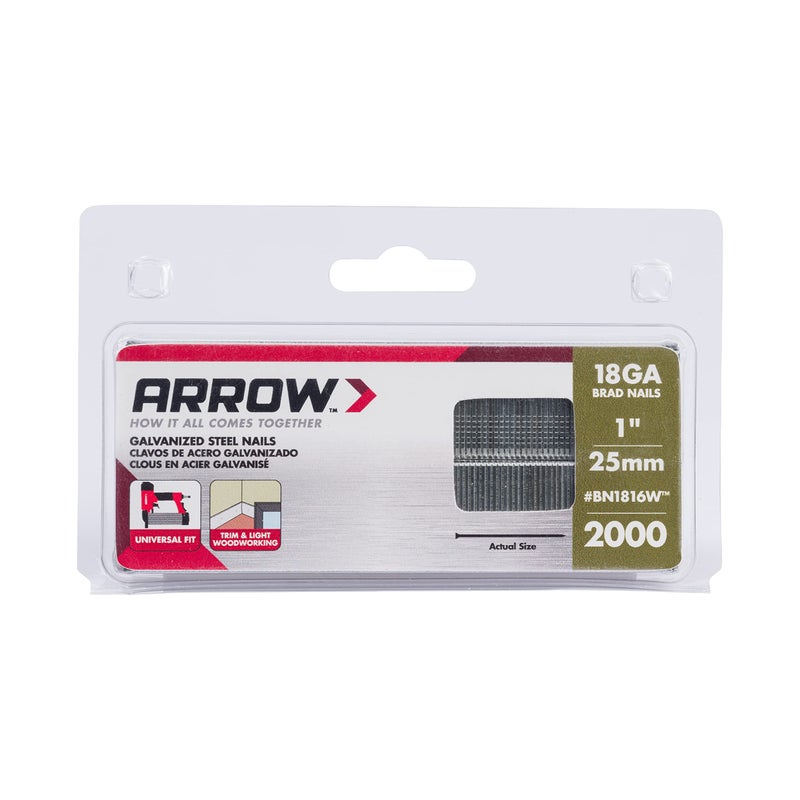 Arrow Fastener Arrow BN1816WCS 18-Gauge Steel Brad Nails for Molding, Cabinets, Framing, Trim, and Finishing, Safe to Use with Electric or Battery Powered Nailers, 1-Inch, 2000 Pack - Image 4